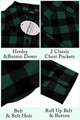 Hotouch Long Flannel Shirt Women Long Sleeve Shacket Fall Button Down Blouse Blue-Black L Domino Zee