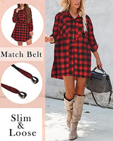 Hotouch Long Flannel Shirt Women Long Sleeve Shacket Fall Button Down Blouse Blue-Black L Domino Zee