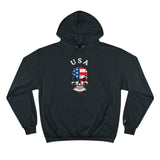 USA American flag skull Unisex EcoSmart® Pullover Hoodie Sweatshirt - Domino Zee