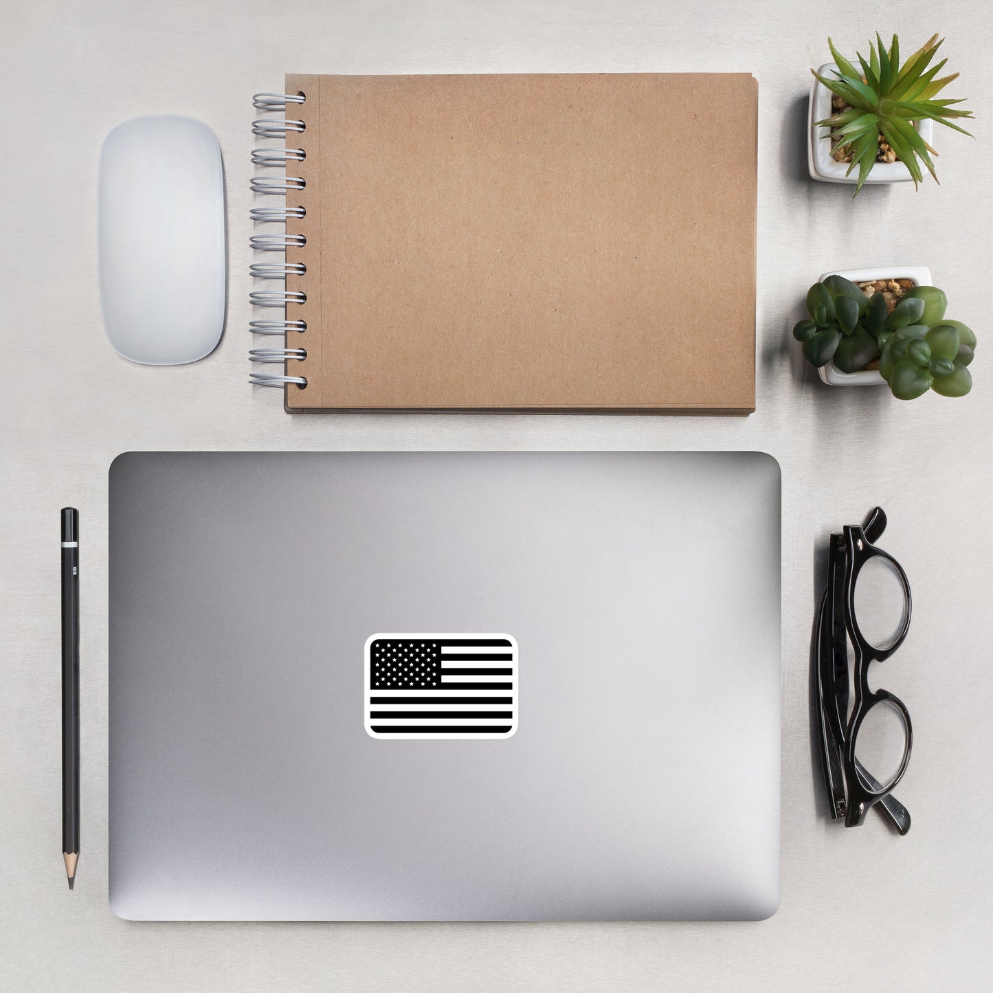 B & W American Flag Bubble-free stickers