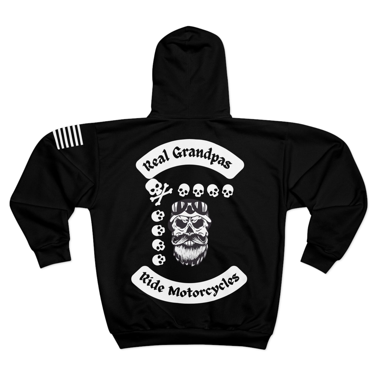 Real Grandpas Ride Motorcycles  Unisex Zip Hoodie with Custom Name, Motorcycle Gifts for Dads, Skulls & Flags Design, Perfect for Father's Day, Casual [...]