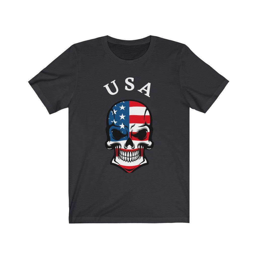 USA Patriot Skull Unisex Jersey Short Sleeve Tee - Domino Zee