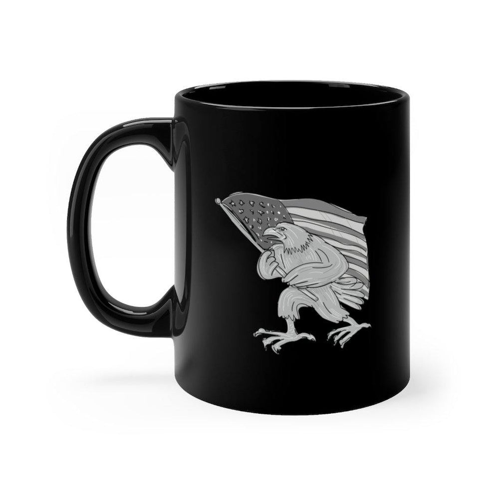 American flag & Eagle Black mug 11oz  Domino Zee