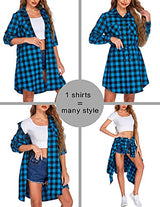 Hotouch Long Flannel Shirt Women Long Sleeve Shacket Fall Button Down Blouse Blue-Black L Domino Zee
