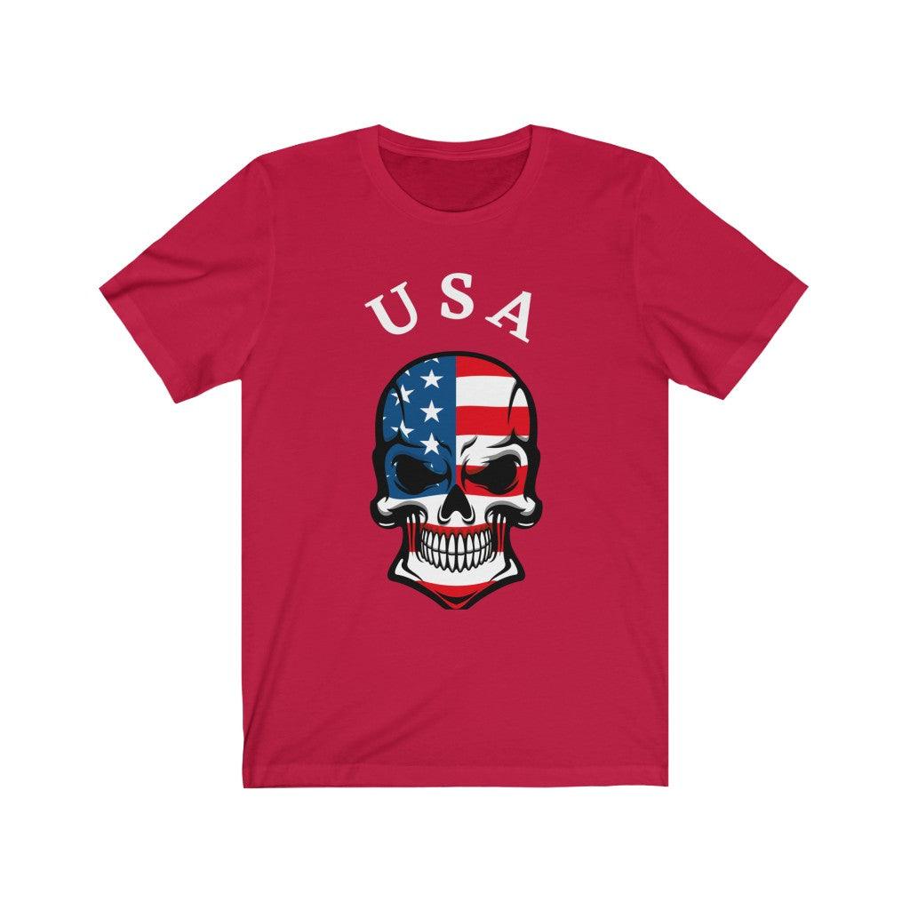 USA Patriot Skull Unisex Jersey Short Sleeve Tee - Domino Zee