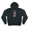 USA American flag skull Unisex EcoSmart® Pullover Hoodie Sweatshirt - Domino Zee