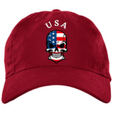 red white blue use skull BX001 Brushed Twill Unstructured Dad Cap - Domino Zee