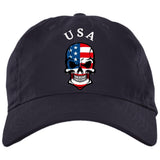 red white blue use skull BX001 Brushed Twill Unstructured Dad Cap - Domino Zee