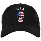 red white blue use skull BX001 Brushed Twill Unstructured Dad Cap - Domino Zee