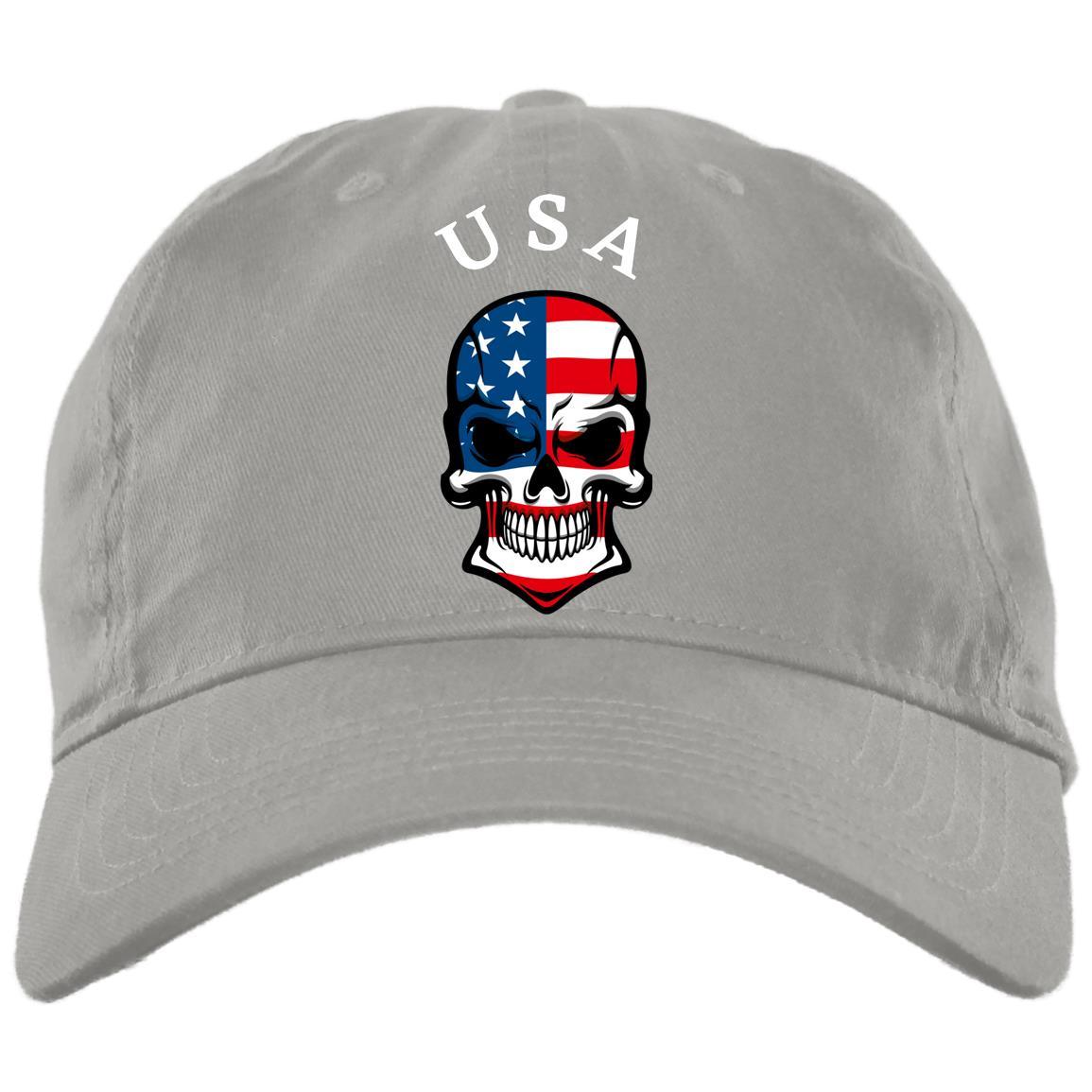 red white blue use skull BX001 Brushed Twill Unstructured Dad Cap - Domino Zee