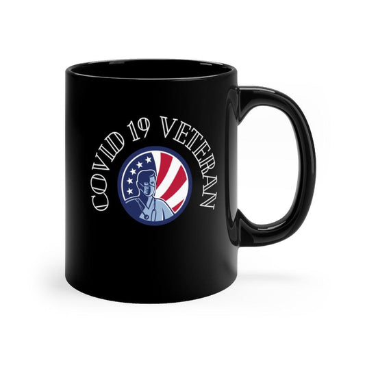 Covid 19 Veteran Black mug 11oz - Domino Zee