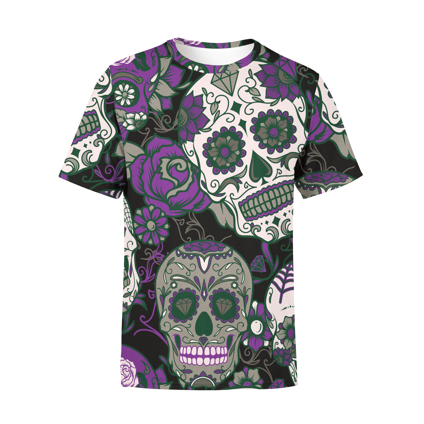Men's Purple Sugar Skulls T-Shirt - Domino Zee