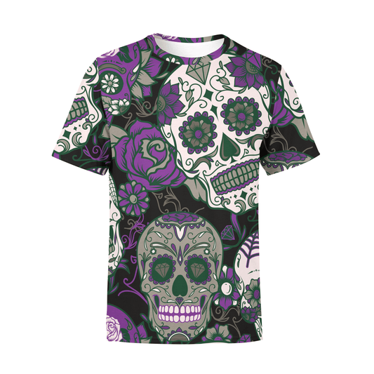 Men's Purple Sugar Skulls T-Shirt - Domino Zee